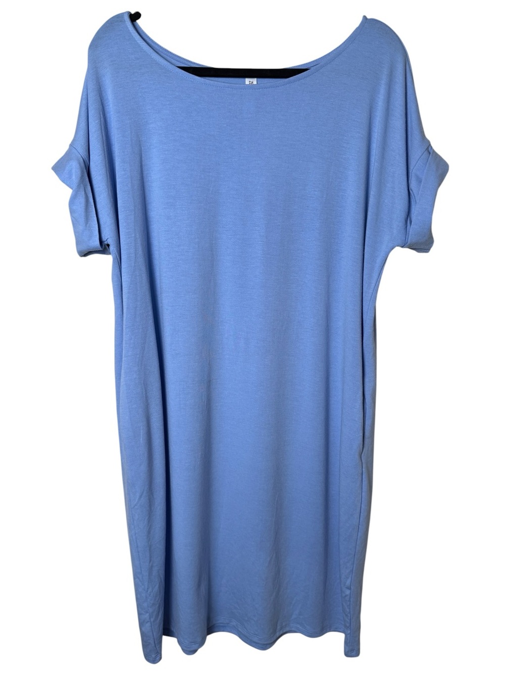 Relaxed Short Sleeve Midi Dress in Light Blue